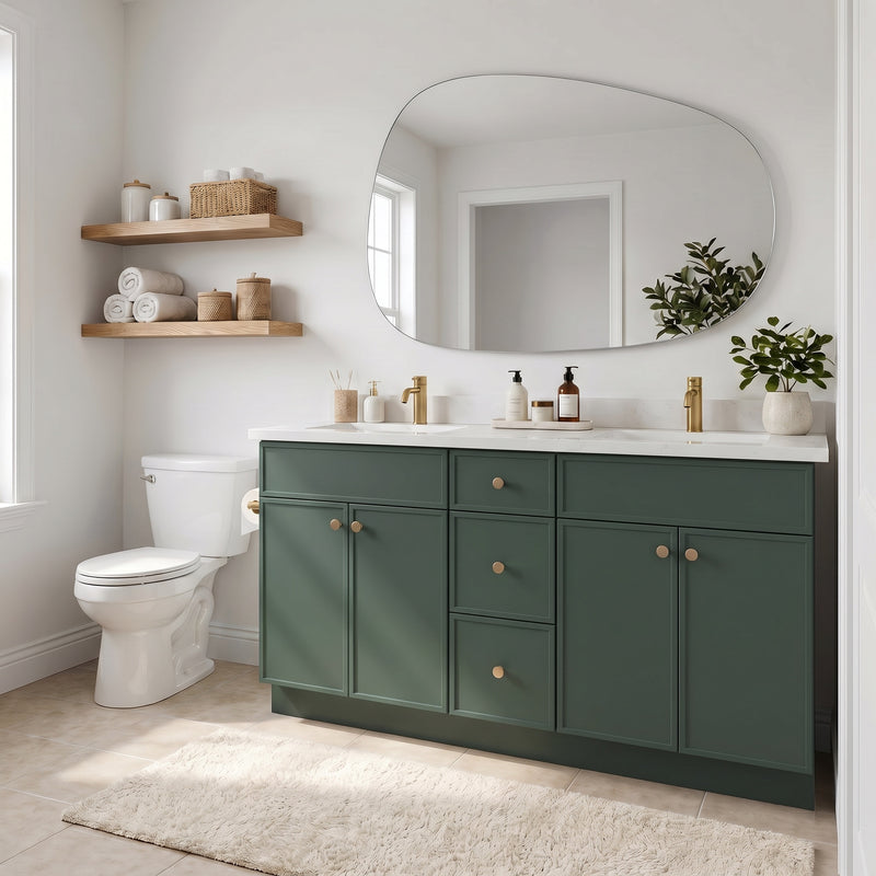 Forest Green Slim Shaker Vanity — Oakline Cabinets