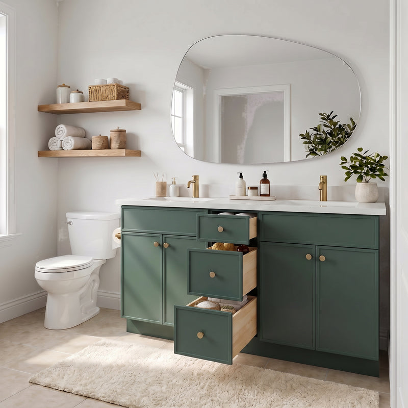 Forest Green Slim Shaker Vanity — Oakline Cabinets