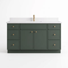 60" Slim Shaker Bathroom Vanity – Forest Green – Single Sink