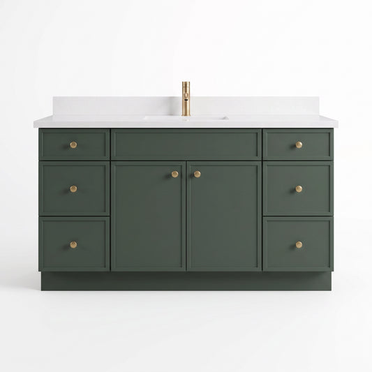 Forest Green Slim Shaker Vanity — Oakline Cabinets