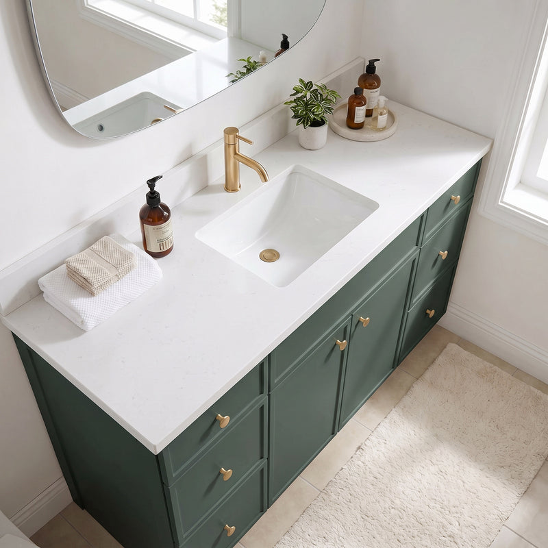 Forest Green Slim Shaker Vanity — Oakline Cabinets