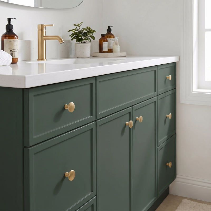 Forest Green Slim Shaker Vanity — Oakline Cabinets