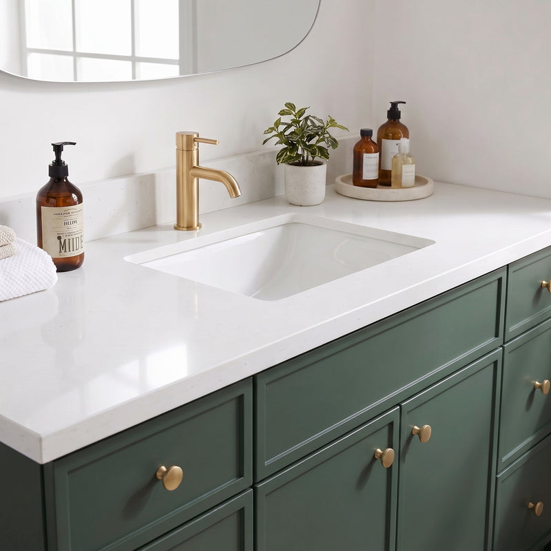 Forest Green Slim Shaker Vanity — Oakline Cabinets