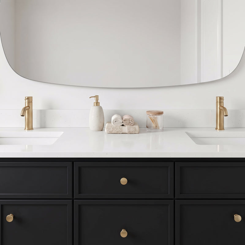 72" Black Slim Shaker Double Vanity with Pure White Quartz Top