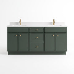 72" Slim Shaker Bathroom Vanity – Forest Green – Double Sink