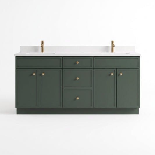 Forest Green Slim Shaker Vanity — Oakline Cabinets