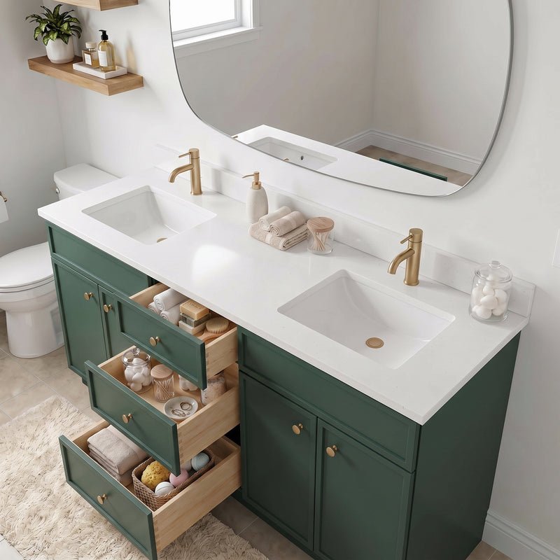 Forest Green Slim Shaker Vanity — Oakline Cabinets
