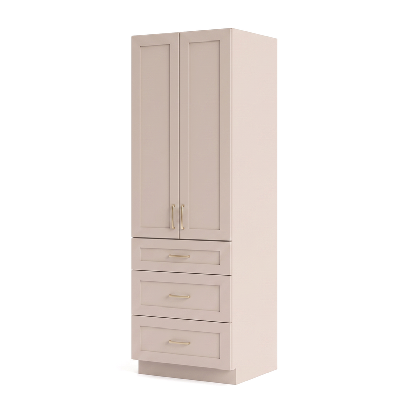Taupe linen tower — right angle