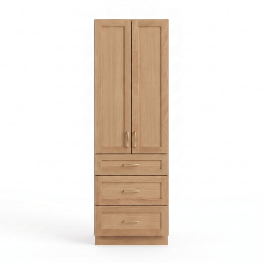 White oak linen tower front