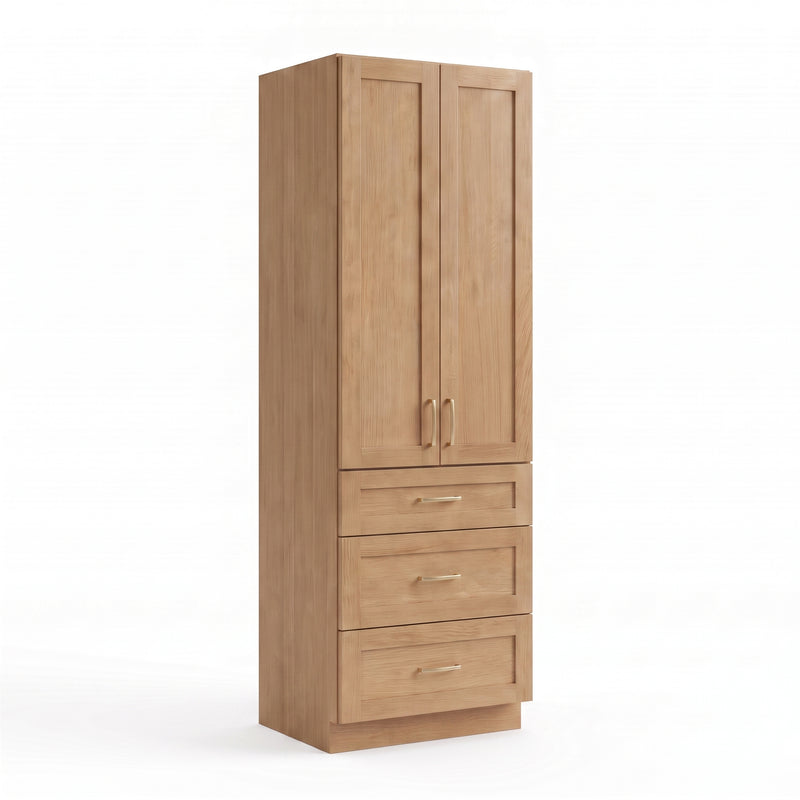 White oak linen tower angle left