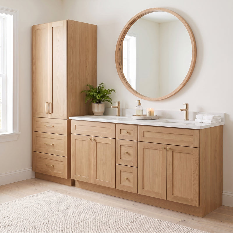 White oak linen tower lifestyle