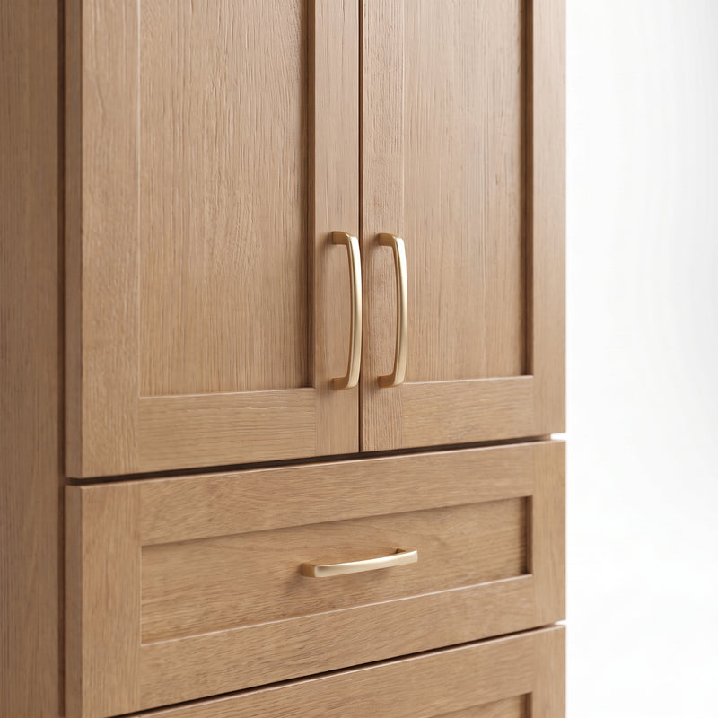 White oak linen tower closeup